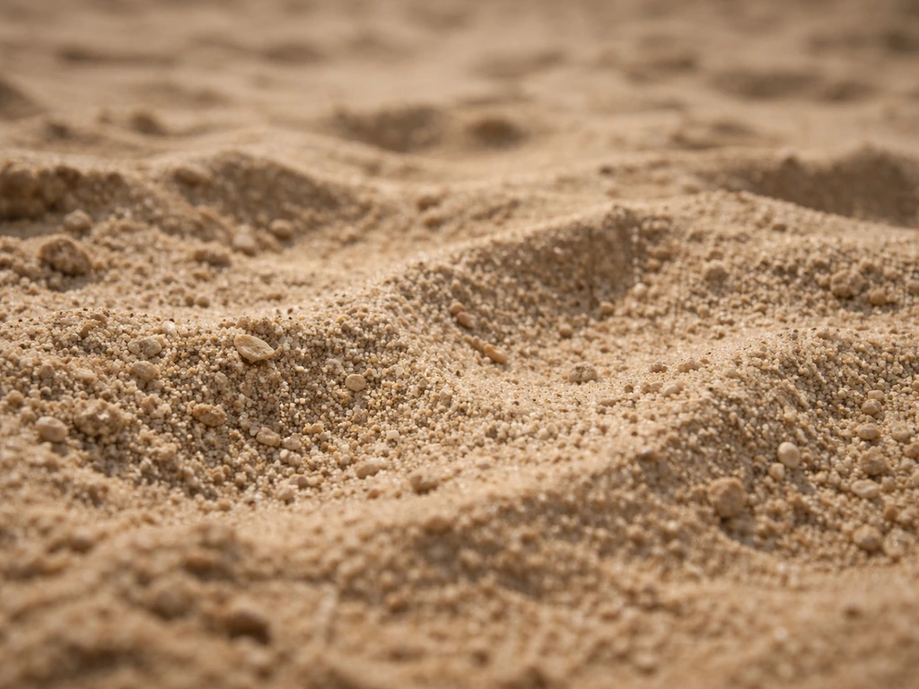 Gros plan sur une poignée de terre sableuse : texture fine, particules visibles et sol sec drainant
