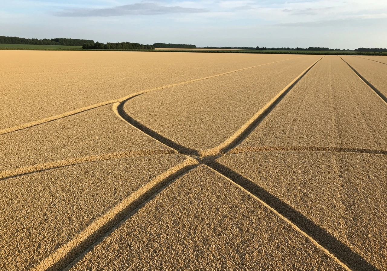 Un semoir agricole en pleine préparation du sol, graines visibles sur un lit de semis homogène
