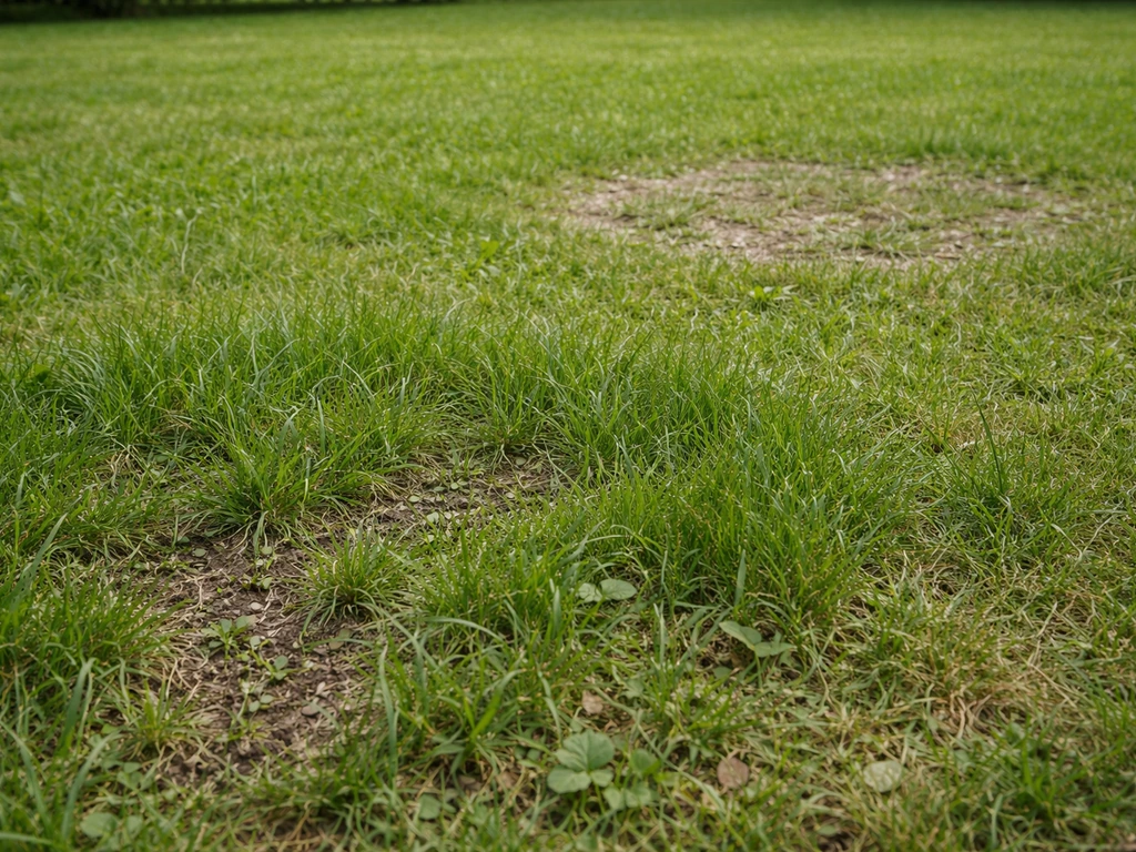 Deux zones de jardin : gazon naturel non traité contre herbe verdâtre, suggérant ingestion en petite quantité.